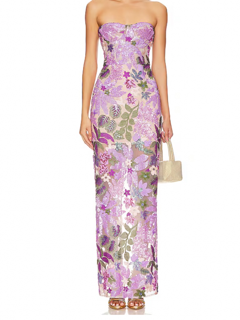 Bronx And Banco Dahlia Gown In Lilac Multi